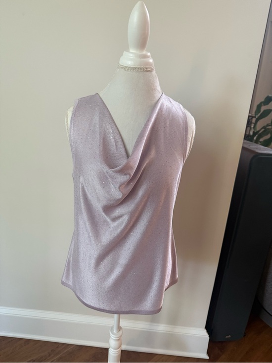 White House Black Market Tops - White House Black Market Light Lavender Sleeveless Draped Cowl Top